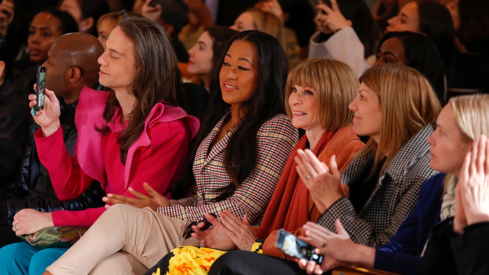 American Theater Producer Jordan Roth, Haitian Japanese Tennis Player Naomi Osaka, Anna Wintour attend the Prabal Gurung fashion show during Fall / Winter 2020 / 2021 Fashion Week in New York, NY on February 11, 2020. (Photo by Jonas Gustavsson/Sipa USA)(Sipa via AP Images)
