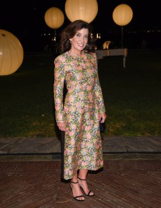 New York Governor Kathy Hochul attends the Prabal Gurung spring/summer 2022 fashion show at 20 Battery Place during New York Fashion Week on Wednesday, Sept. 8, 2021. (Photo by Evan Agostini/Invision/AP)