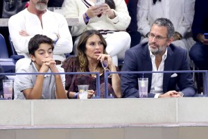Mariska Hargitay looks on during a Men's Singles semifinal match at the 2021 US Open, Friday, Sep. 10, 2021 in Flushing, NY. (Allison Joseph/USTA via AP)