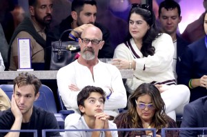 Chris Meloni looks on during a Men's Singles semifinal match at the 2021 US Open, Friday, Sep. 10, 2021 in Flushing, NY. (Allison Joseph/USTA via AP)