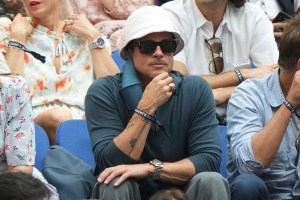 Brad Pitt watches the Men's Singles championship match at the 2021 US Open, Sunday, Sep. 12, 2021 in Flushing, NY. (Darren Carroll/USTA via AP)