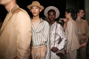 Backstage at Emporio Armani RTW Spring 2022