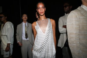 Backstage at Emporio Armani RTW Spring 2022
