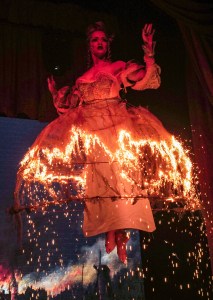 LONDON, ENGLAND - SEPTEMBER 16:  A performer at the LFW opening night party at The Windmill on September 16, 2021 in London, England. (Photo by Darren Gerrish/WireImage for BFC)