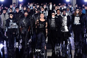 Olivier Rousteing and models on the runway at Balmain RTW Fall 2019