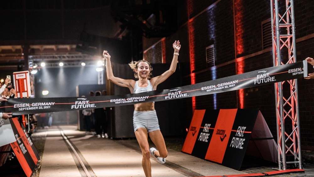 Grayson Muphy of the United States finished first among the women racing at Saucony's Endorphin Pro+ event in Essen, Germany
