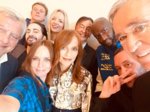 The LVMH Prize jury poses with Isabelle Huppert in a selfie taken by Stella McCartney.