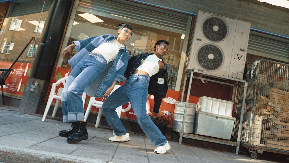 The H&M Recycled Denim collection offers 100 percent recycled loose-fit jeans, jackets and Gen Z accessories.