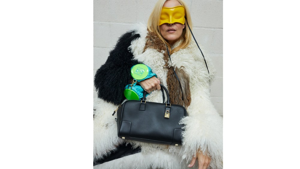 Gillian Anderson in Loewe's new campaign for the Amazona bag.