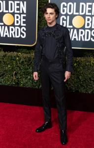 Timothee Chalamet attends the 76th Annual Golden Globe Awards, Golden Globes, at Hotel Beverly Hilton in Beverly Hills, Los Angeles, USA, on 06 January 2019. | usage worldwide Photo by: Hubert Boesl/picture-alliance/dpa/AP Images