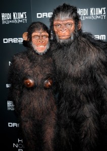 Model and television personality Heidi Klum, left, and husband Seal attend Heidi Klum's annual Halloween party at the Dream Hotel on Monday, Oct. 31, 2011 in New York. (AP Photo/Evan Agostini)