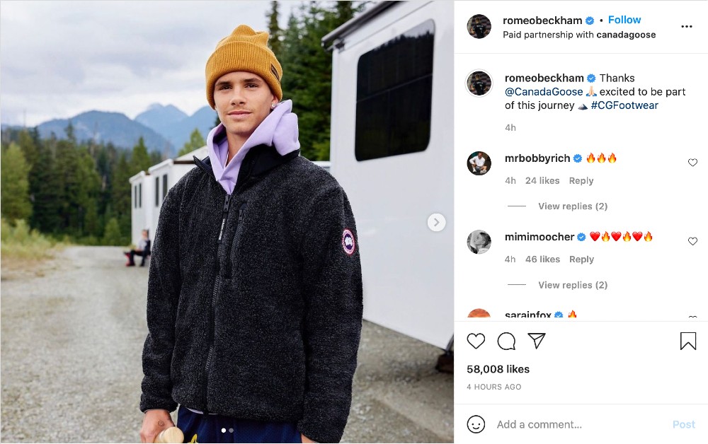 Romeo Beckham will star in Canada Goose's campaign promoting its new boot styles
