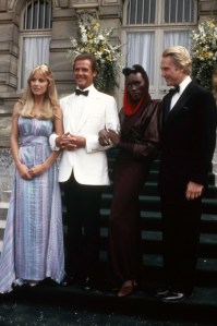 Tanya Roberts, Roger Moore, Grace Jones, and Christopher Walken in "A View to a Kill", 1985.