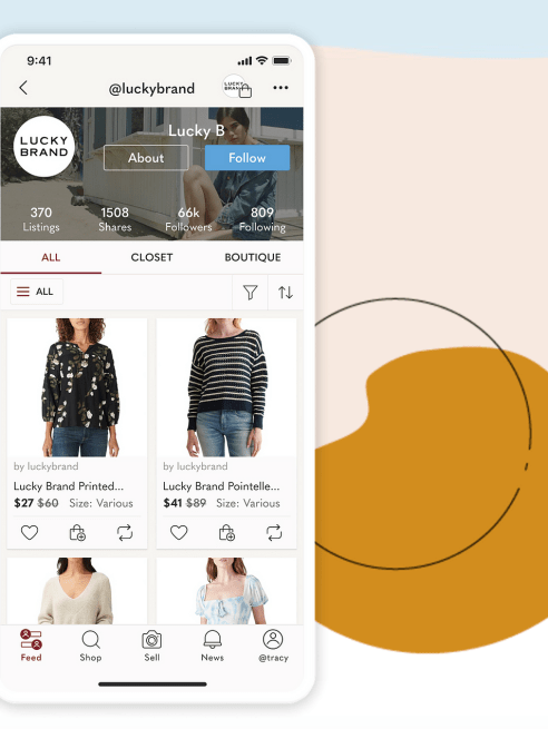 Lucky Brand's "Brand Closet" on Poshmark is seen here.
