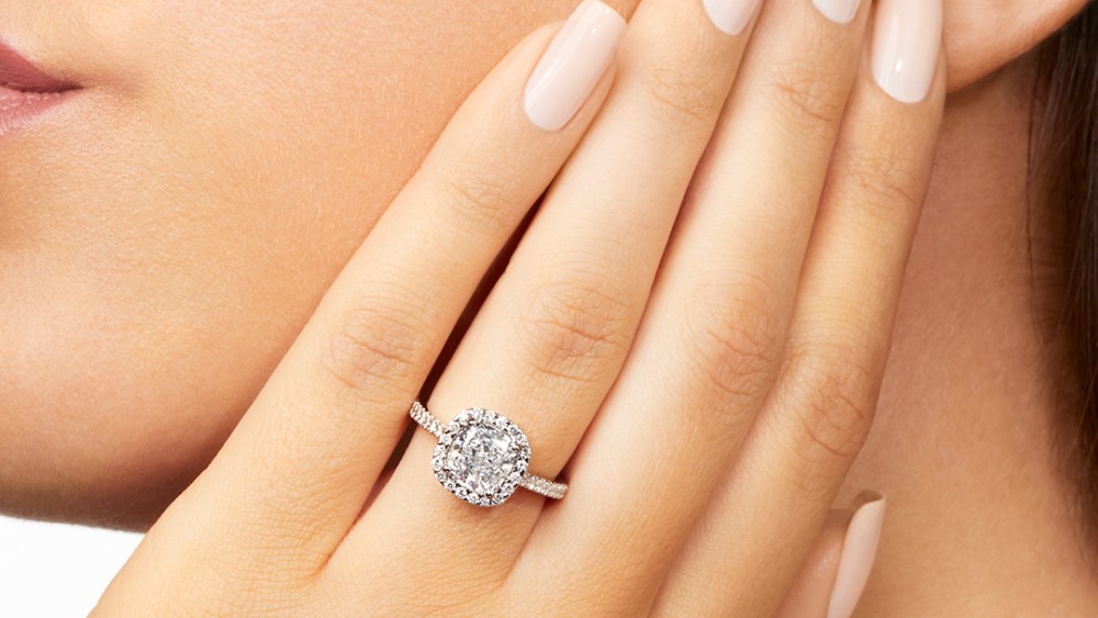 A lab-grown diamond engagement ring from Badgley Mischka’s new collection.