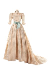 Yves Saint Laurent dress in black and white polka dot print faille, spring-summer 1986