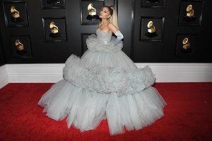 Ariana Grande arrives at the 62nd Annual Grammy Awards red carpet held at the Staples Center on January 26, 2020 in Los Angeles, California, United States. (Photo by Sthanlee B. Mirador/Sipa USA)(Sipa via AP Images)