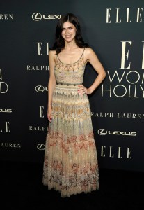 Alexandra Daddario arrives at the 27th annual ELLE Women in Hollywood celebration on Tuesday, Oct. 19, 2021, at the Academy Museum of Motion Pictures in Los Angeles. (AP Photo/Chris Pizzello)