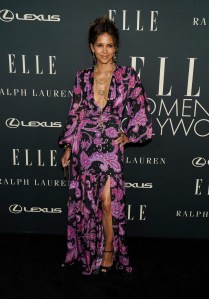 Halle Berry arrives at the 27th annual ELLE Women in Hollywood celebration on Tuesday, Oct. 19, 2021, at the Academy Museum of Motion Pictures in Los Angeles. (AP Photo/Chris Pizzello)