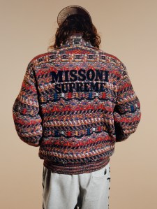 A look from the Supreme/Missoni collection.