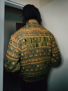 A look from the Supreme/Missoni collection.