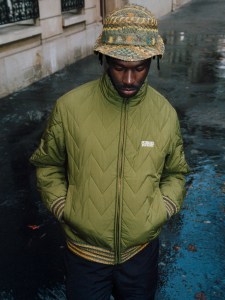 A look from the Supreme/Missoni collection.