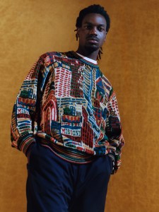 A look from the Supreme/Missoni collection.