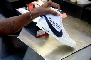 Virgil Abloh signing Nike sneakers in 2017