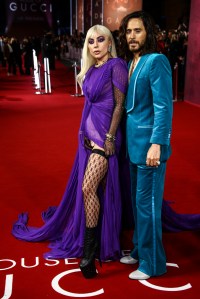 Lady Gaga, left, and Jared Leto pose for photographers upon arrival at the World premiere of the film 'House of Gucci' in London Tuesday, Nov. 9, 2021. (Photo by Joel C Ryan/Invision/AP)