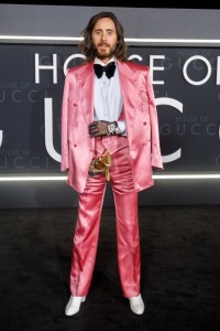 Jared Leto arrives at "The House of Gucci" LA premiere at the Academy Museum of Motion Pictures on Thursday, Nov. 18, 2021, in Los Angeles. (Photo by Willy Sanjuan/Invision/AP)