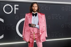 Jared Leto arrives at "The House of Gucci" LA premiere at the Academy Museum of Motion Pictures on Thursday, Nov. 18, 2021, in Los Angeles. (Photo by Willy Sanjuan/Invision/AP)