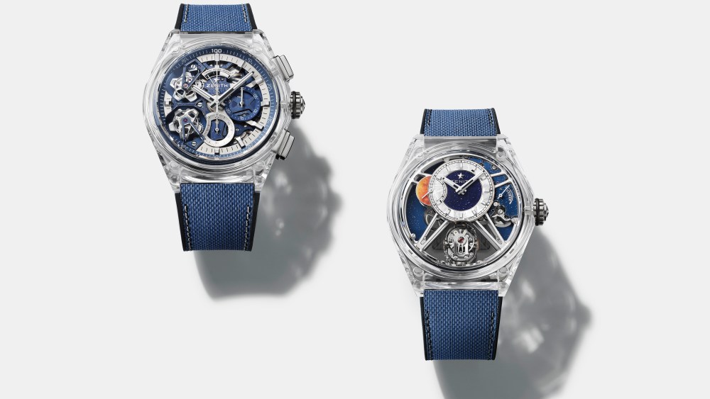 From Left: Zenith's Defy 21 Double Tourbillon and Defy Zero-G Sapphire.