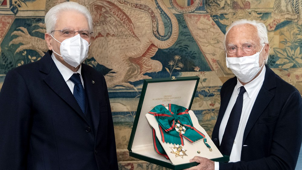 Italy's President Sergio Mattarella and Giorgio Armani.