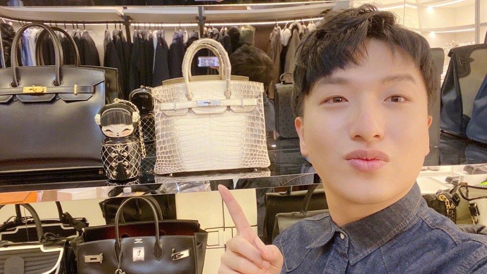 Fashion influencer Tao Liang, or commonly known as Mr.Bags with his Himalaya Birkin 35 bought from an auction.