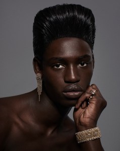 Ondyn’s diamond and yellow gold earring; Boucheron’s Fuzzy, the Leopard Cat 18-karat pink gold ring, set with champagne round diamonds, round diamonds, cabochon emeralds and black lacquer, and Buccellati’s cocktail bracelet in 18-karat yellow and white gold set with diamonds.