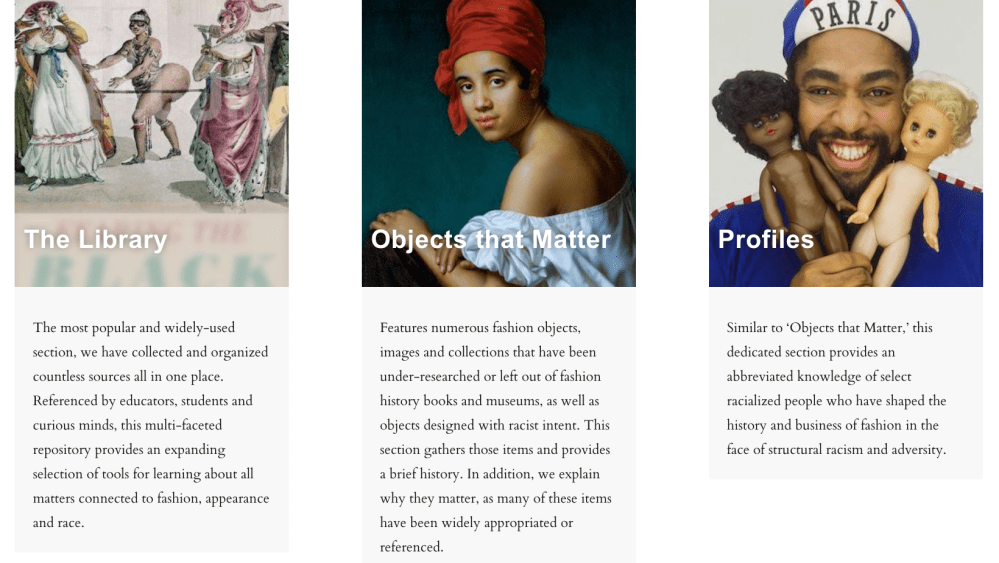 Fashion and Race Database website screenshot