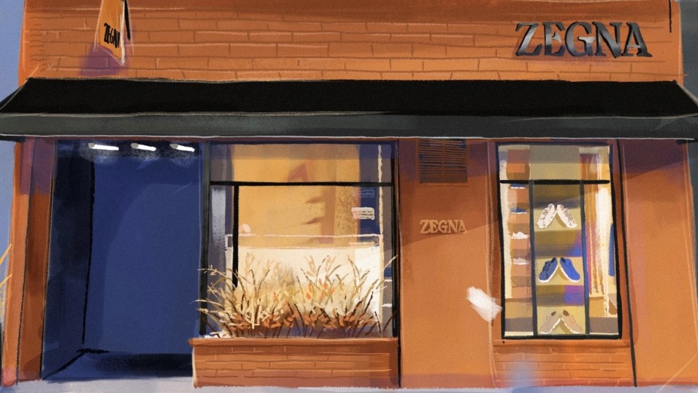 An illustration of the retail concept store Zegna Lab in Soho.