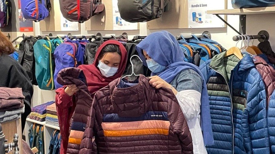 Cotopaxi's new Denver store donated clothing to refugee women through its partnership with IRC.