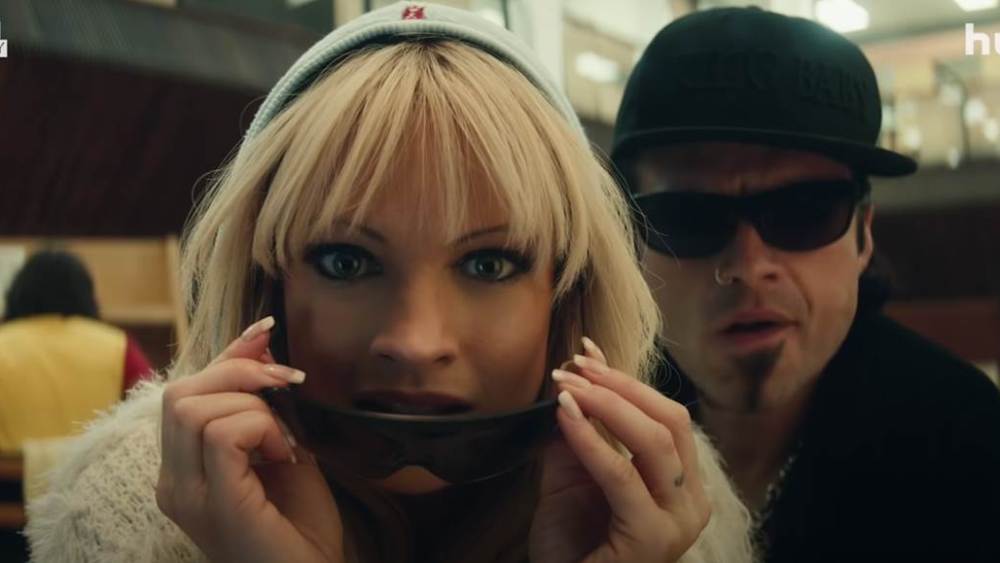 Lily James and Sebastian Stan in Hulu's "Pam & Tommy"