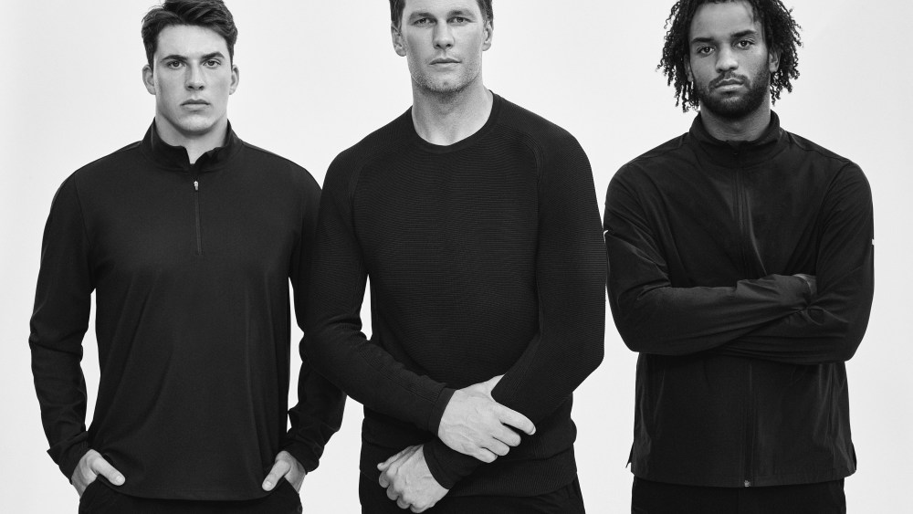 Cade McNamara, Tom Brady and Andrew Fenty in looks from the Brady collection.