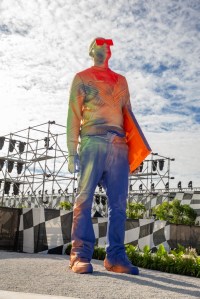 A sculpture of Virgil Abloh at the venue for the Louis Vuitton Men's Spring 2020 show in Miami, Florida on November 30, 2021.
