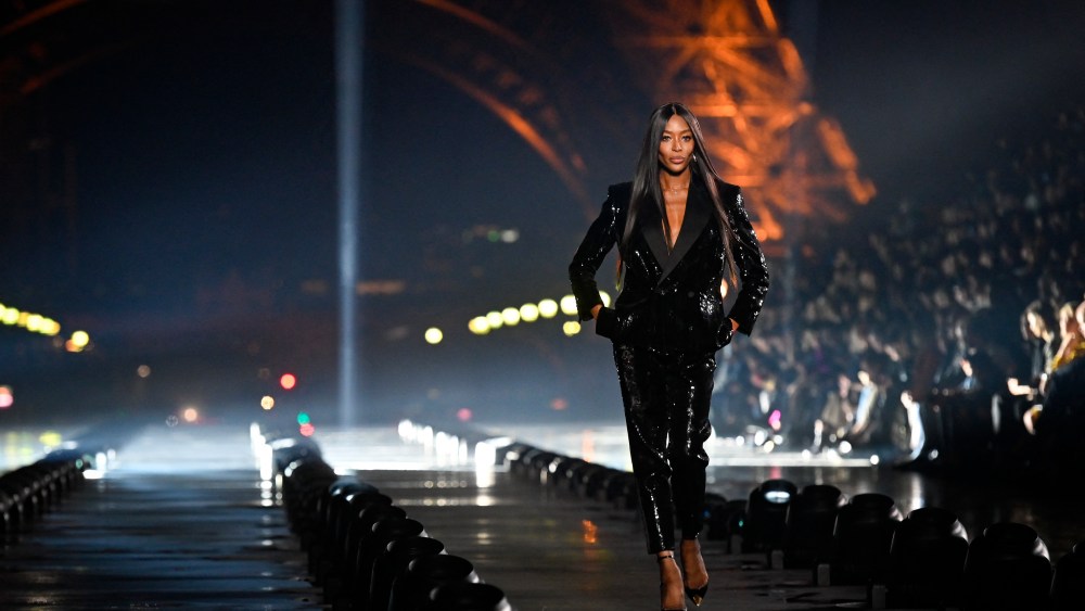 Naomi Campbell walks the runway during the Saint Laurent Womenswear Spring/Summer 2020 show as part of Paris Fashion Week on September 24, 2019 in Paris, France. Photo by Laurent Zabulon/ABACAPRESS(Sipa via AP Images)