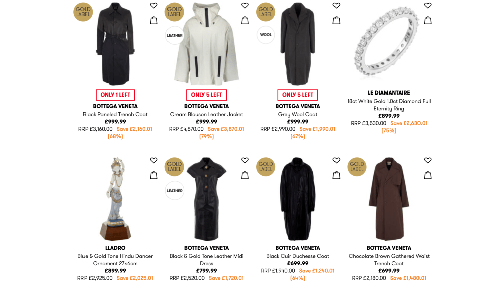 Screenshot of Tk Maxx's website