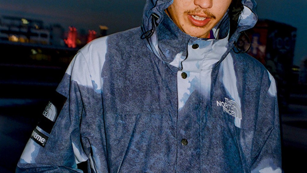 Supreme collaborated with sister brand and outerwear label North Face on a collection of bleached denim print outerwear for winter.