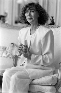 Designer Jessica McClintock introduces her signature fragrance at her San Francisco Office on August 8, 1989.