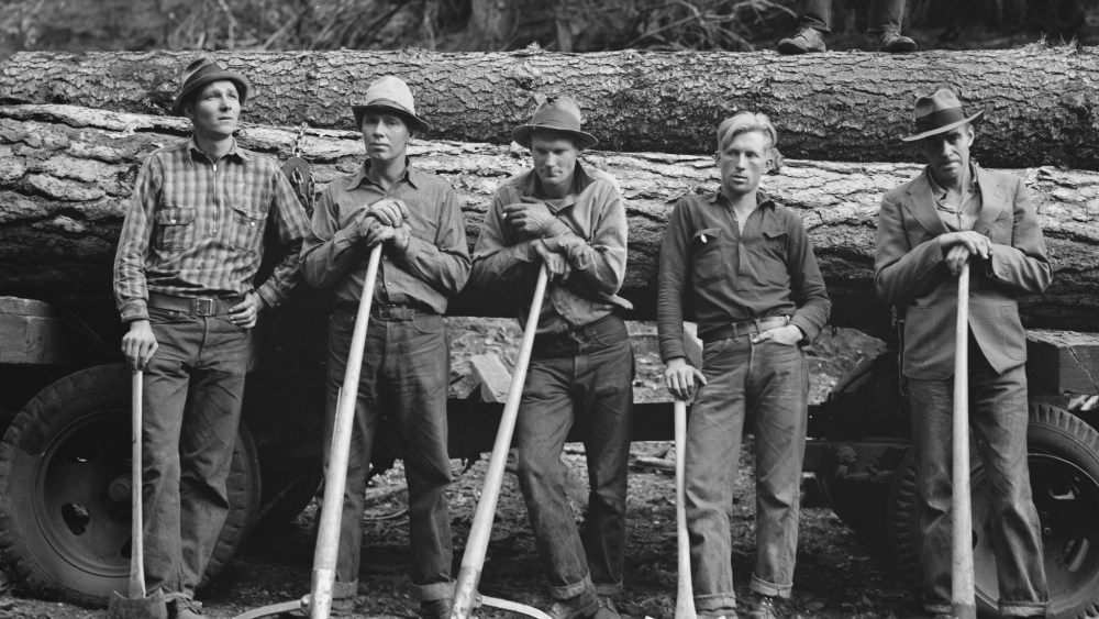 Five members of the Ola self-help sawmill co-op. Gem County, Idaho, 1939.