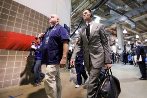 New England Patriots quarterback Tom Brady (12) arrives at NRG Stadium prior to the NFL Super Bowl LI football game against the Atlanta Falcons on Sunday, February 5, 2017 in Houston, TX. (Ben Liebenberg via AP)