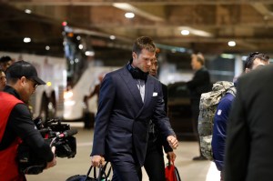 New England Patriots quarterback Tom Brady (12) arrives to the stadium prior to an NFL football game against the Cleveland Browns on Sunday, Oct. 9, 2016 in Cleveland. New England won 33-13. (Aaron M. Sprecher via AP)