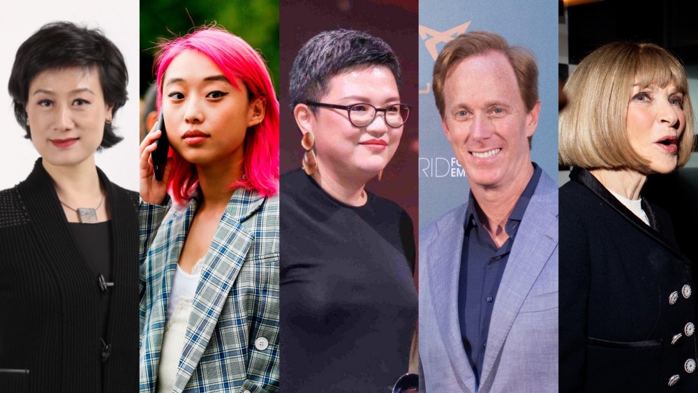 Current Condé Nast China president Li Li; Vogue China editorial director Margaret Zhang; former Condé Nast China president Sophia Liao; Condé Nast chief executive officer Roger Lynch and Condé Nast global chief content officer Anna Wintour
