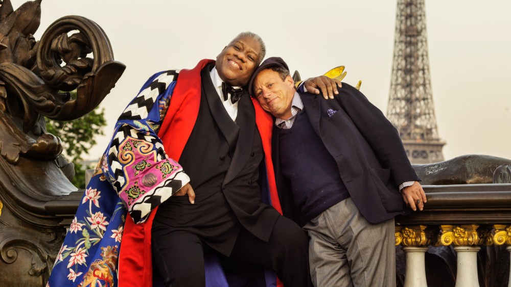 Andre Leon Talley and Jonathan Becker on the Pont Alexandre III, Paris, 30 June 2013